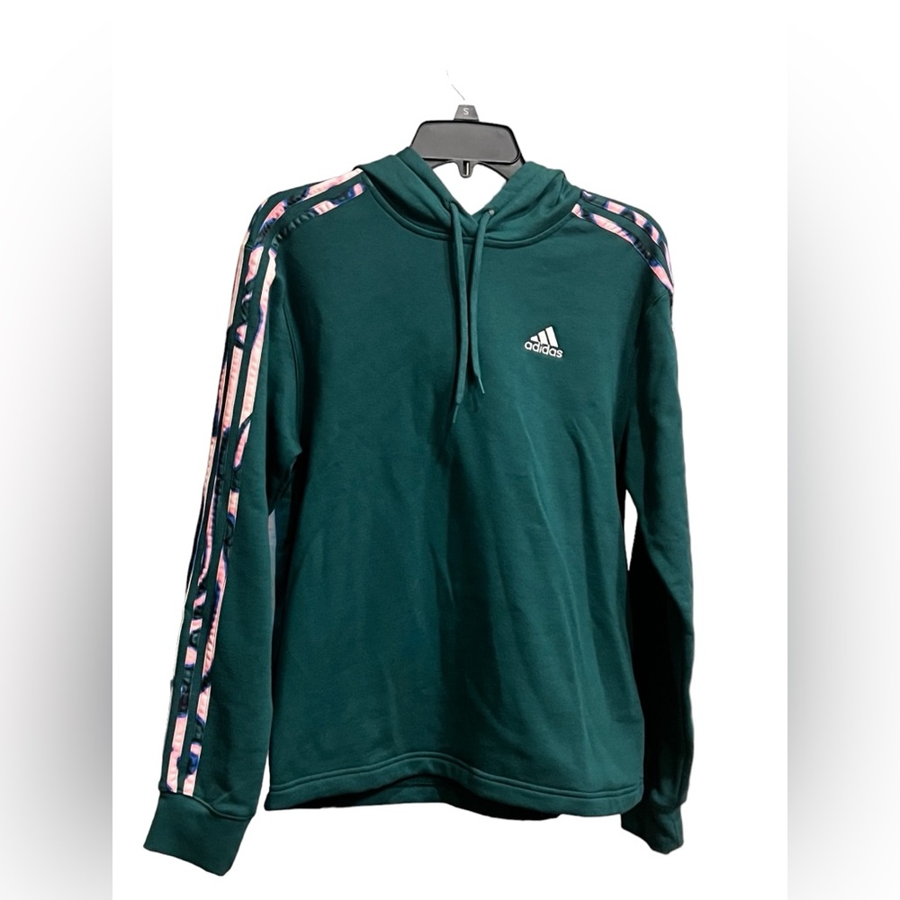 Adidas green and pink hoodie sweatshirt